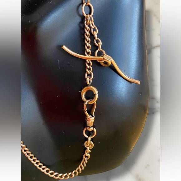 Vintage 14k Rose Gold 15.5” Watch Chain Dog Clip Moustache 3.5mm Curb Necklace! - Picture 11 of 16